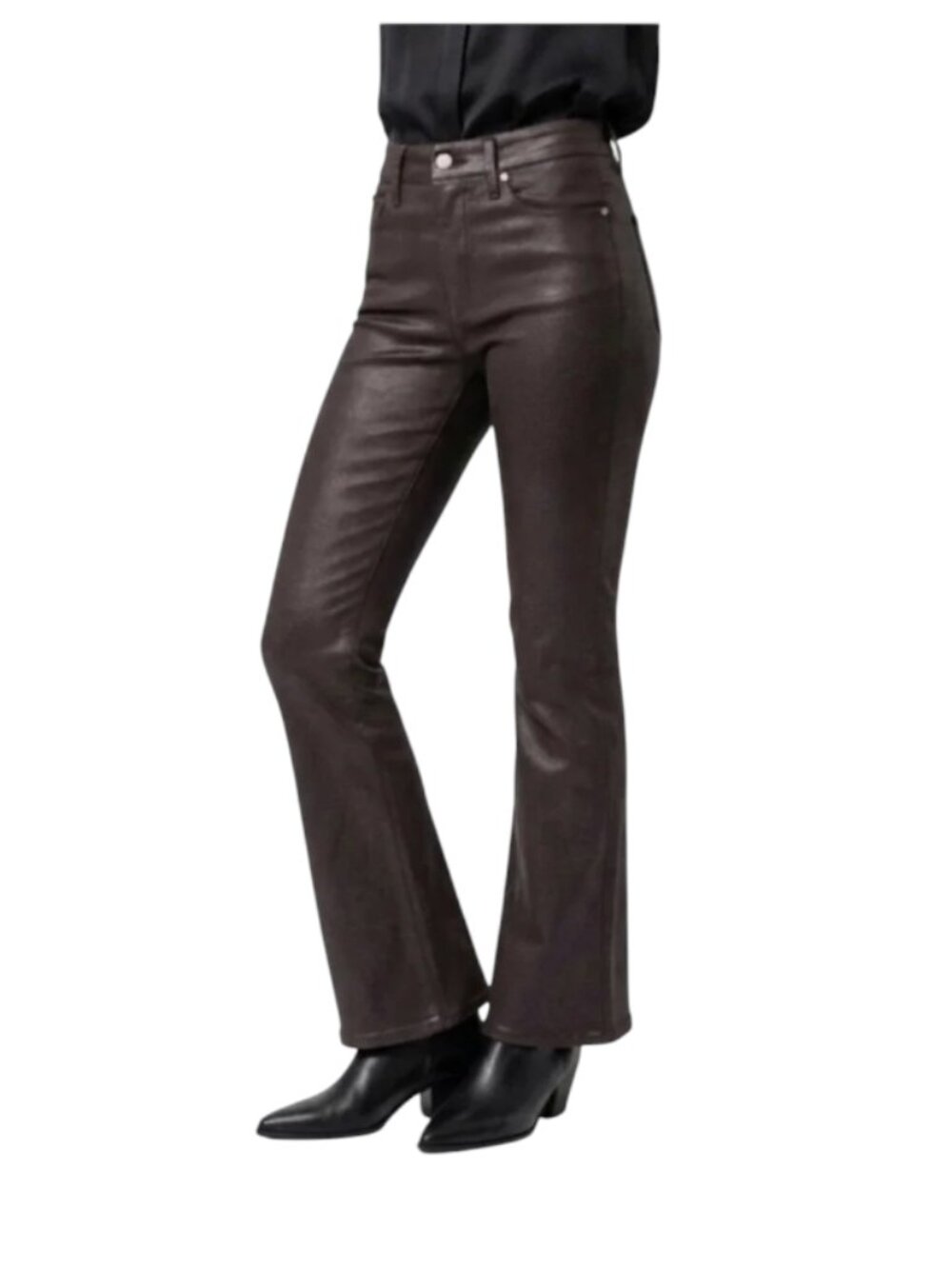 Frame Le Crop Mini Boot Jeans Womens 28 Mahogany Brown Faux Leather High Rise